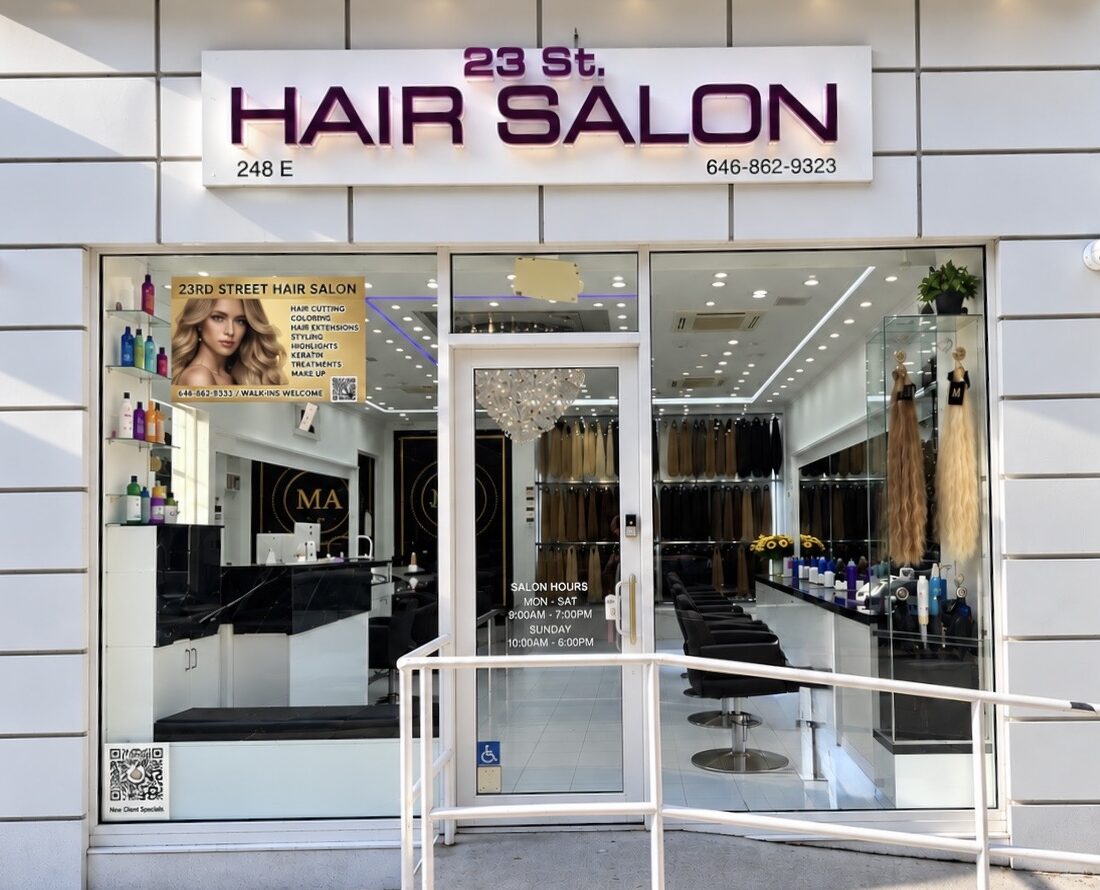23rd Street Hair Salon storefront and entrance in Manhattan